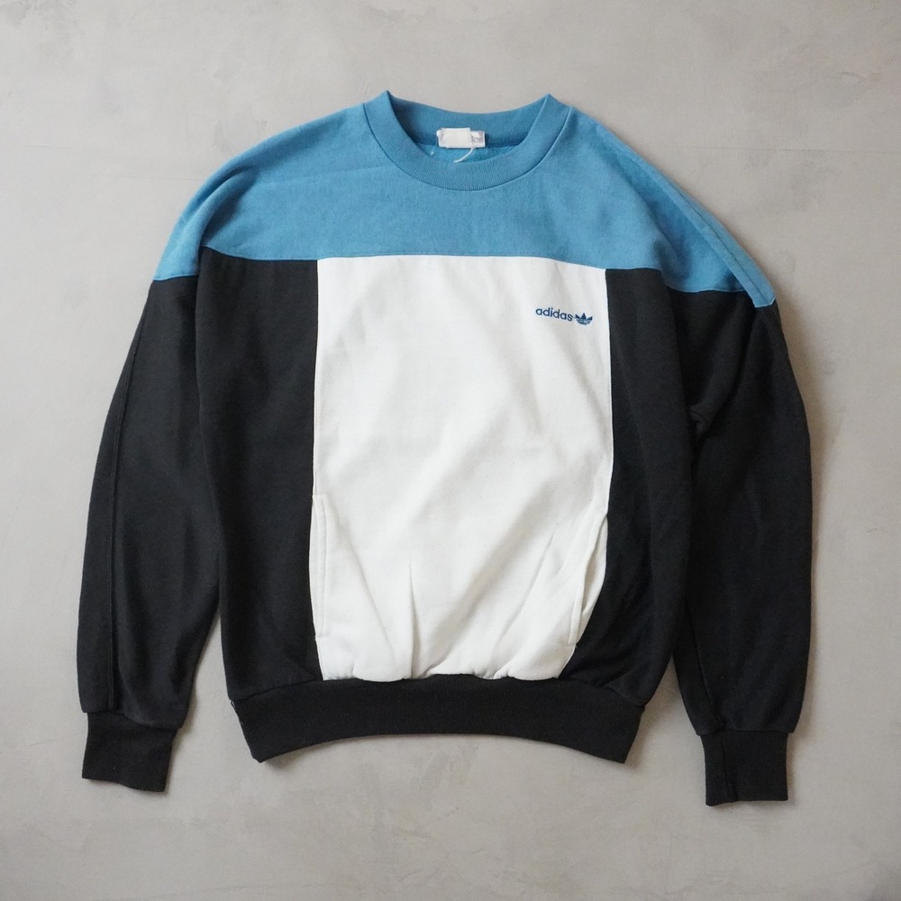 Vintage Adidas Trefoil Sweatshirt Large Mens 90s Colorblock Blue White Black